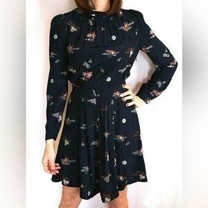 & Other Stories Origami Asian Navy Blue Mini Dress Size 6 /Small